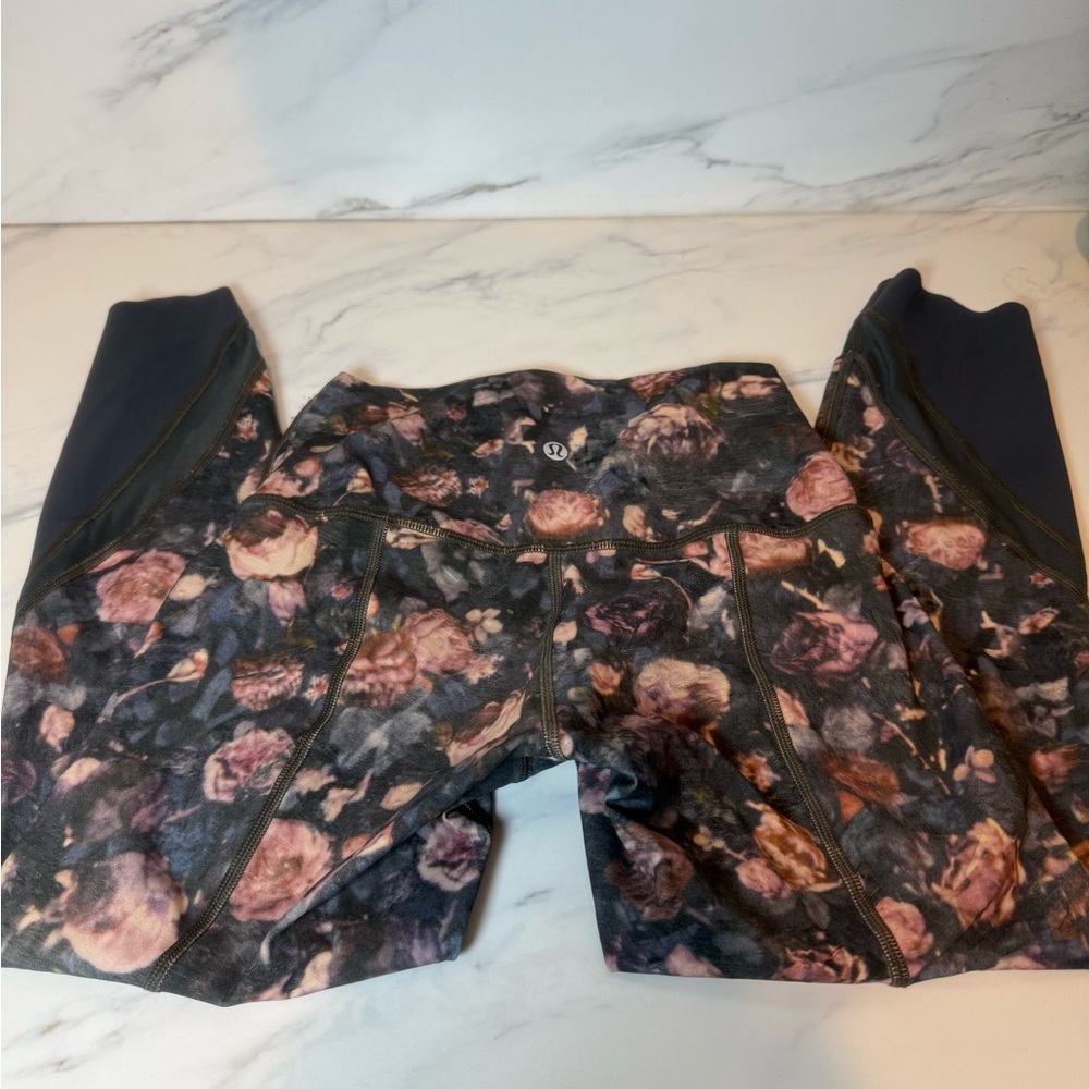 lululemon athletica Floral Print Leggings in Black and Pink